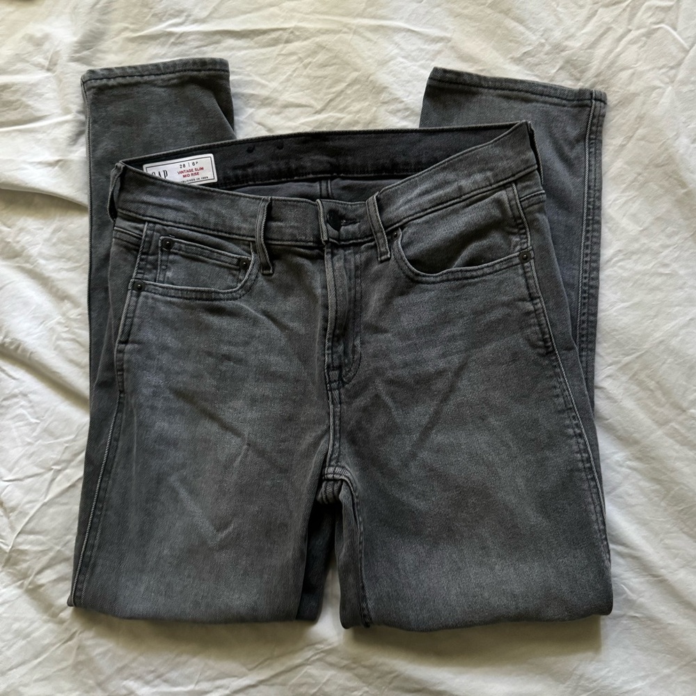 gap petite vintage slim mid rise gray skinny jeans